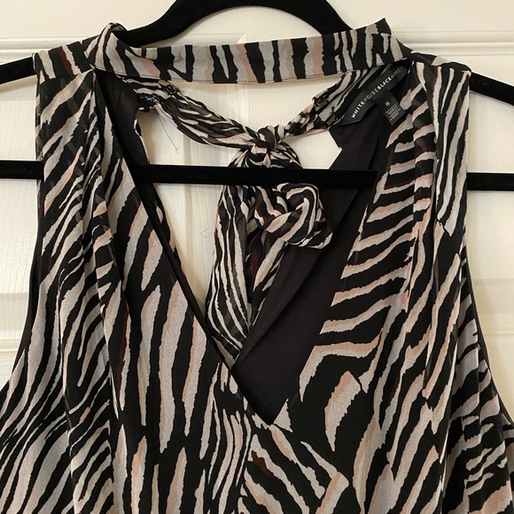 White House Black Market Size 8 Zebra Print High Low Ruffle Dress - Picture 2 of 5